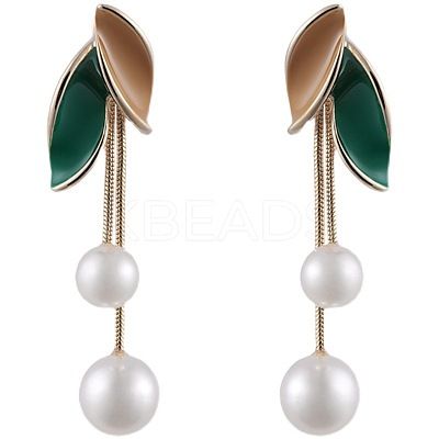 Alloy Enamel & Plastic Pearl Stud Dangle Earrings WG48C65-02-1