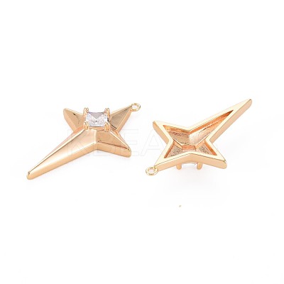 Brass Micro Pave Clear Cubic Zirconia Pendants KK-S364-102G-1