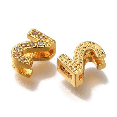 Rack Plating Number Brass Micro Pave Clear Cubic Zirconia Silde Charms KK-A231-13C-1