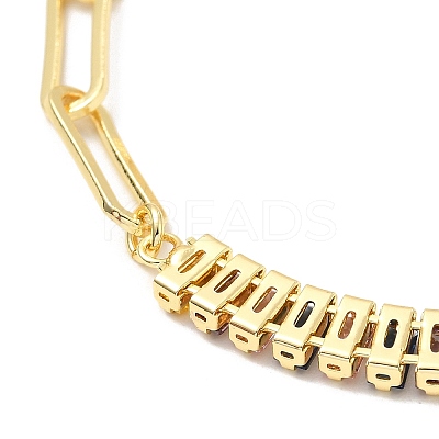 Colorful Cubic Zirconia & Paperclip Chain Necklace for Girl Women Gift NJEW-A005-07G-1