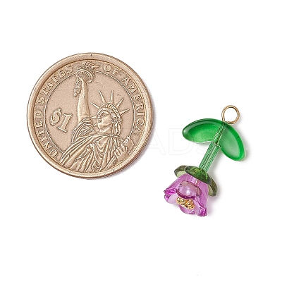 Transparent Acrylic Bead Caps with Tibetan Style Alloy Daisy Spacer Beads and Spray Painted Transparent Glass Beads and ABS Plastic Imitation Pearl Beads Pendants PALLOY-JF03630-1
