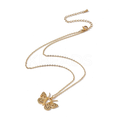 Initial Letter with Butterfly Pendant Necklace LS-NJEW-C026-01G-V-1
