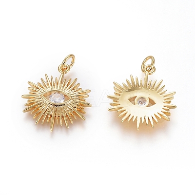 Brass Micro Pave Cubic Zirconia Pendants ZIRC-G166-12G-1