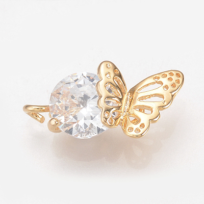 Brass Cubic Zirconia Pendants X-ZIRC-Q002-106G-1