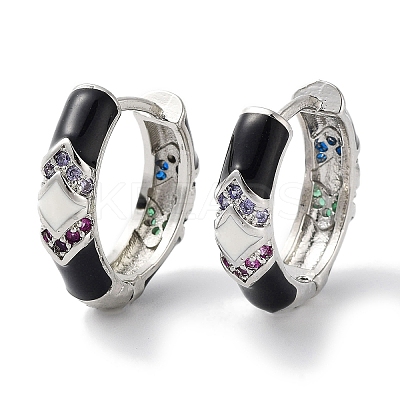 Brass Micro Pave Cubic Zirconia Hoop Earrings EJEW-L269-113P-1