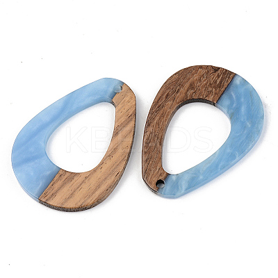 Opaque Resin & Walnut Wood Pendants X-RESI-S389-026A-C01-1
