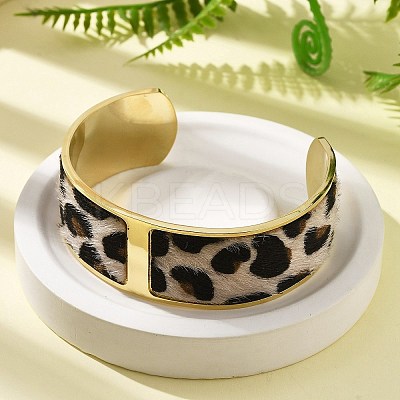 304 Stainless Steel Open Cuff Bangles for Women BJEW-K237-14G-1