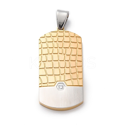 304 Stainless Steel Micro Pave Cubic Zirconia Pendants STAS-U043-23G-1