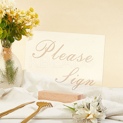 4Pcs 2 Styles Rectangle Beechwood Name Card Holder ODIS-OC0001-39-1