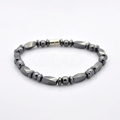 Great Valentines Day Ideas for Boyfriend Non-Elastic Magnetic Hematite Bracelets BJEW-M066-15-1