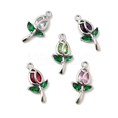Brass Micro Pave Cubic Zirconia Pendants KK-D408-01P-1