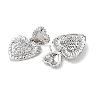 Brass Pave Cubic Zirconia Stud Earrings for Women EJEW-M258-08P-1