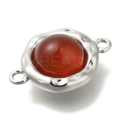 Natural Carnelian(Dyed & Heated) Flat Round Links Connector Charms KK-K388-04P-1