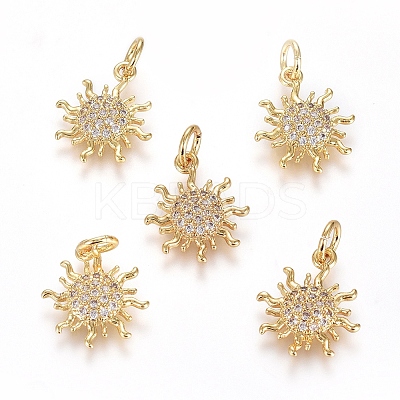 Brass Micro Pave Cubic Zirconia Pendants X-ZIRC-G166-20G-1