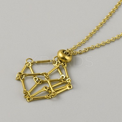 304 Stainless Steel Braided Adjusting Chain Macrame Pouch Empty Stone Holder for Pendant Necklaces Making NJEW-WH0025-01A-G-1