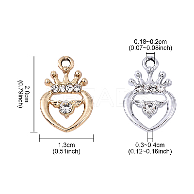 10Pcs 2 Colors Alloy Rhinestone Pendants ALRI-YW0001-28-1