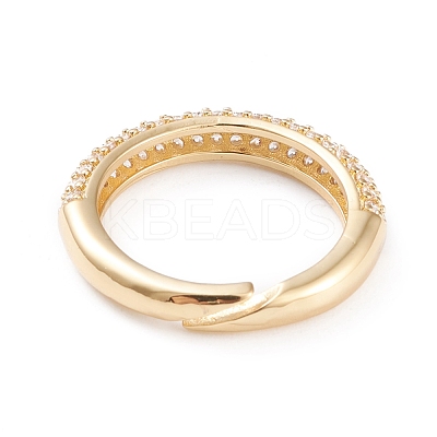 Adjustable Brass Micro Pave Cubic Zirconia Cuff Rings RJEW-L098-007A-G-1