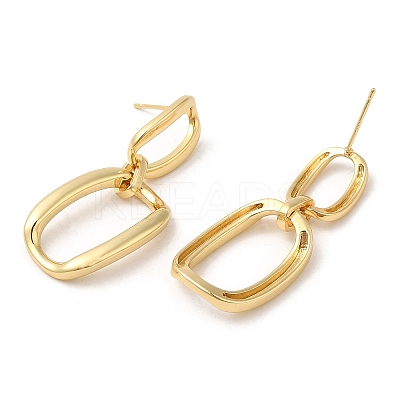 Brass Oval Dangle Stud Earrings Findings KK-Q780-03G-1