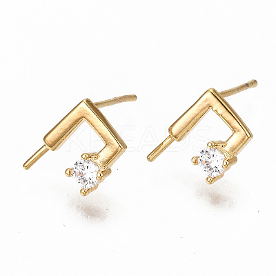 Brass Micro Pave Clear Cubic Zirconia Earring Findings KK-S356-128G-NF-1