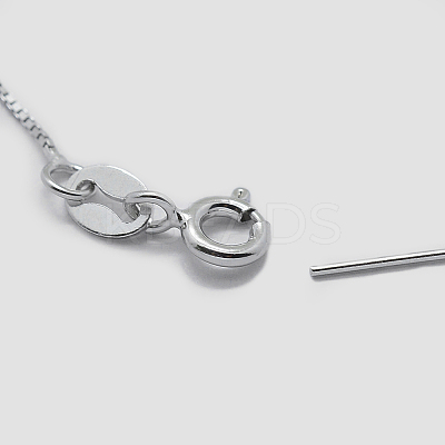 Anti-Tarnish Rhodium Plated 925 Sterling Silver Box Chain Necklaces STER-F039-45cm-05P-1