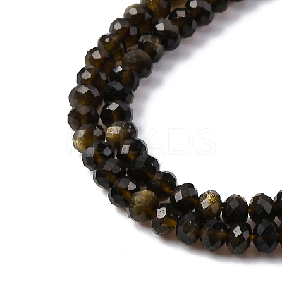 Natural Golden Sheen Obsidian Beads Strands G-G139-B24-01-1