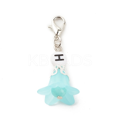Frosted Flower Transparent Acrylic Pendant Decoration HJEW-JM00628-02-1