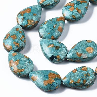 Dyed Synthetic Turquoise Teardrop Bead Strands TURQ-Q100-10B-1