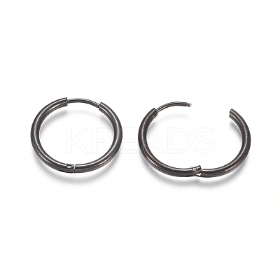 304 Stainless Steel Huggie Hoop Earrings LS-EJEW-F111A-20mm-B-1