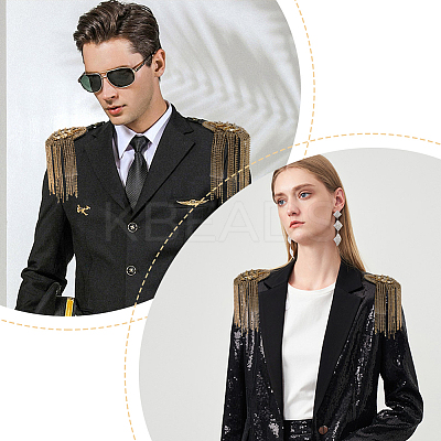2Pcs Detachable Iron Tassel Epaulettes FIND-FH0005-44G-1