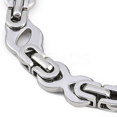 201 Stainless Steel Hollow Oval Byzantine Chain Bracelets BJEW-B078-145P-1
