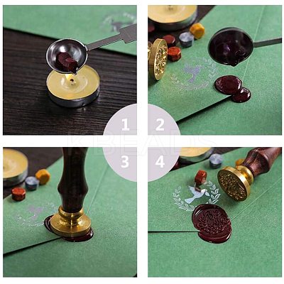 Brass Wax Seal Stamp AJEW-CP0002-04-D020-1