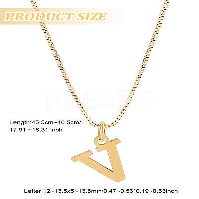 1pc 304 Stainless Steel Letter Pendant Necklaces NJEW-LP0001-38V-G-1