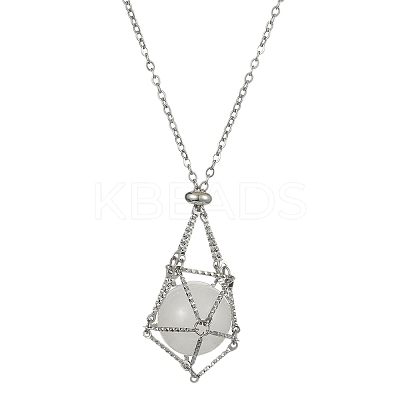 Tarnish Resistant 304 Stainless Steel Cable Chain Macrame Pouch Empty Stone Holder for Pendant Necklaces Making NJEW-TA00117-01-1