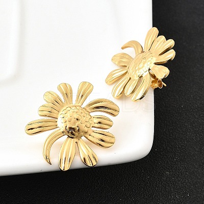 304 Stainless Steel Flower Stud Earrings EJEW-P312-03A-G-1