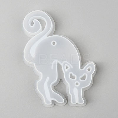 Halloween DIY Cat Shape Pendant Silicone Molds DIY-P006-40-1