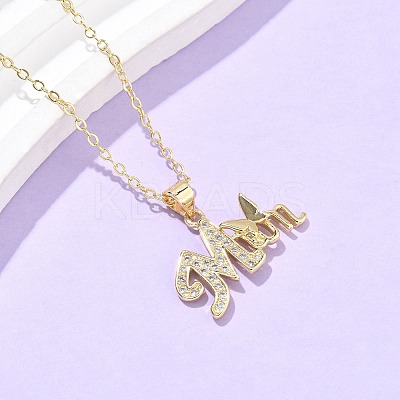 Mother's Day Brass Micro Pave Clear Cubic Zirconia Pendant Necklaces for Women LS-NJEW-Q021-01A-G-1