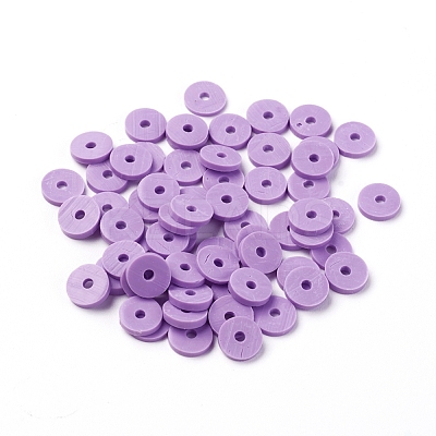 Flat Round Handmade Polymer Clay Beads CLAY-R067-6.0mm-01-1