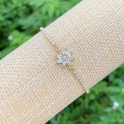 Brass Micro Pave Cubic Zirconia Slider Bracelets FS-WG61F73-02-1