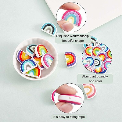 18Pcs 6 Colors Rainbow Silicone Focal Beads Bulk Rainbow Loose Spacer Beads Charm Color Silicone Beads Kit for DIY Necklace Bracelet Earrings Keychain Craft Jewelry Making JX322A-1