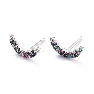 Moon Sparkling Cubic Zirconia Stud Earrings for Her ZIRC-C025-13P-1