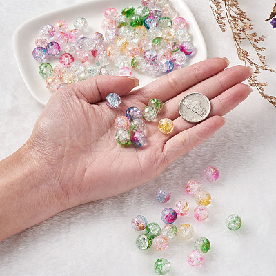 Transparent Spray Painted Crackle Glass Beads Strands GLAA-TA0003-09-1