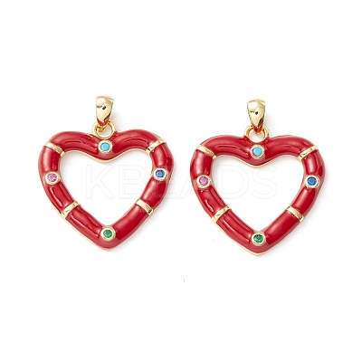 Rack Plating Brass Micro Pave Colorful Cubic Zirconia Pendants KK-D073-07G-01-1