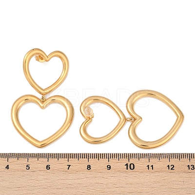 304 Stainless Steel Hollow Heart Dangle Stud Earrings EJEW-Z096-03G-1