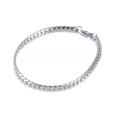 Tarnish Resistant Men's 304 Stainless Steel Cuban Link Chain Bracelets LS-BJEW-G631-07P-1