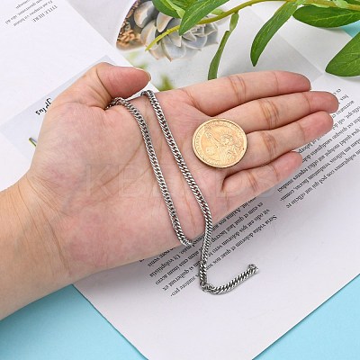 Tarnish Resistant Men's Jewelry Making 304 Stainless Steel Double Link Curb Chains CHS-A003C-0.8mm-1