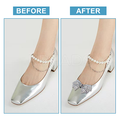 Glass Rhinestone Bowknot Shoe Decorations AJEW-WH0323-24B-1