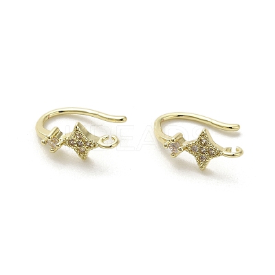 Brass Micro Pave Cubic Zirconia Earring Hooks KK-C048-13G-G-1