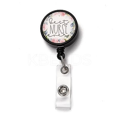 Flat Round ABS Plastic Badge Reel AJEW-I053-37K-1