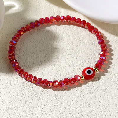 1pc Glass Rondelle Beads Stretch Bracelets XC5782-6-1