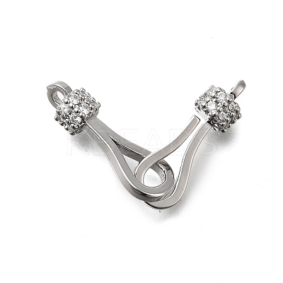 Brass Cubic Zirconia Hook and S-Hook Clasps LS-KK-Q048-05P-1